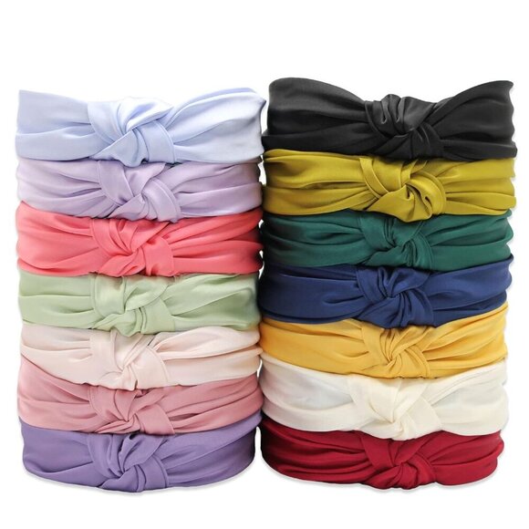 Satin Headbands for Women, Light Pink Knotted Headband Made of Silk Quality Sati - Picture 7 of 7